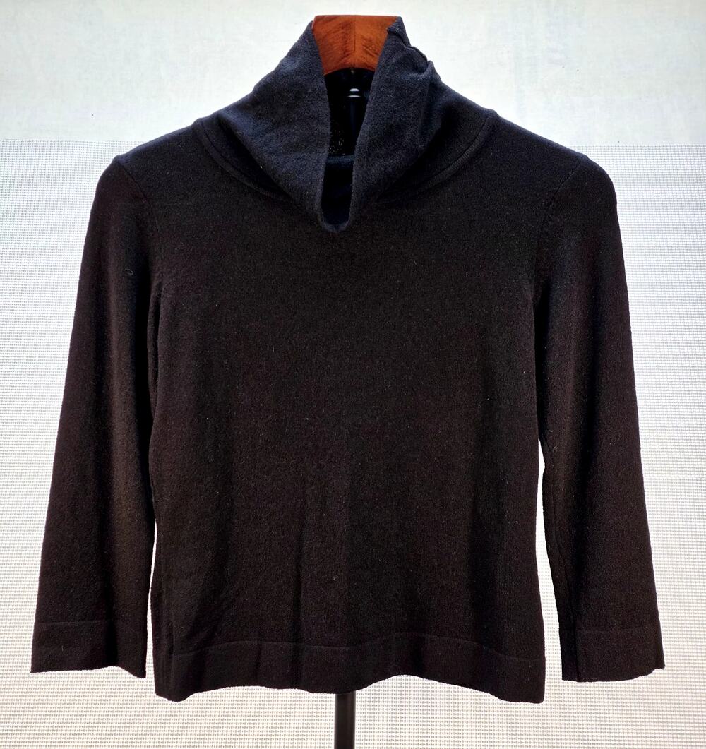 Twiggy Women's Cowl Neck Knit Sweater Black Size M‎ Rayon Blend 3/4 Sleeve Cozy